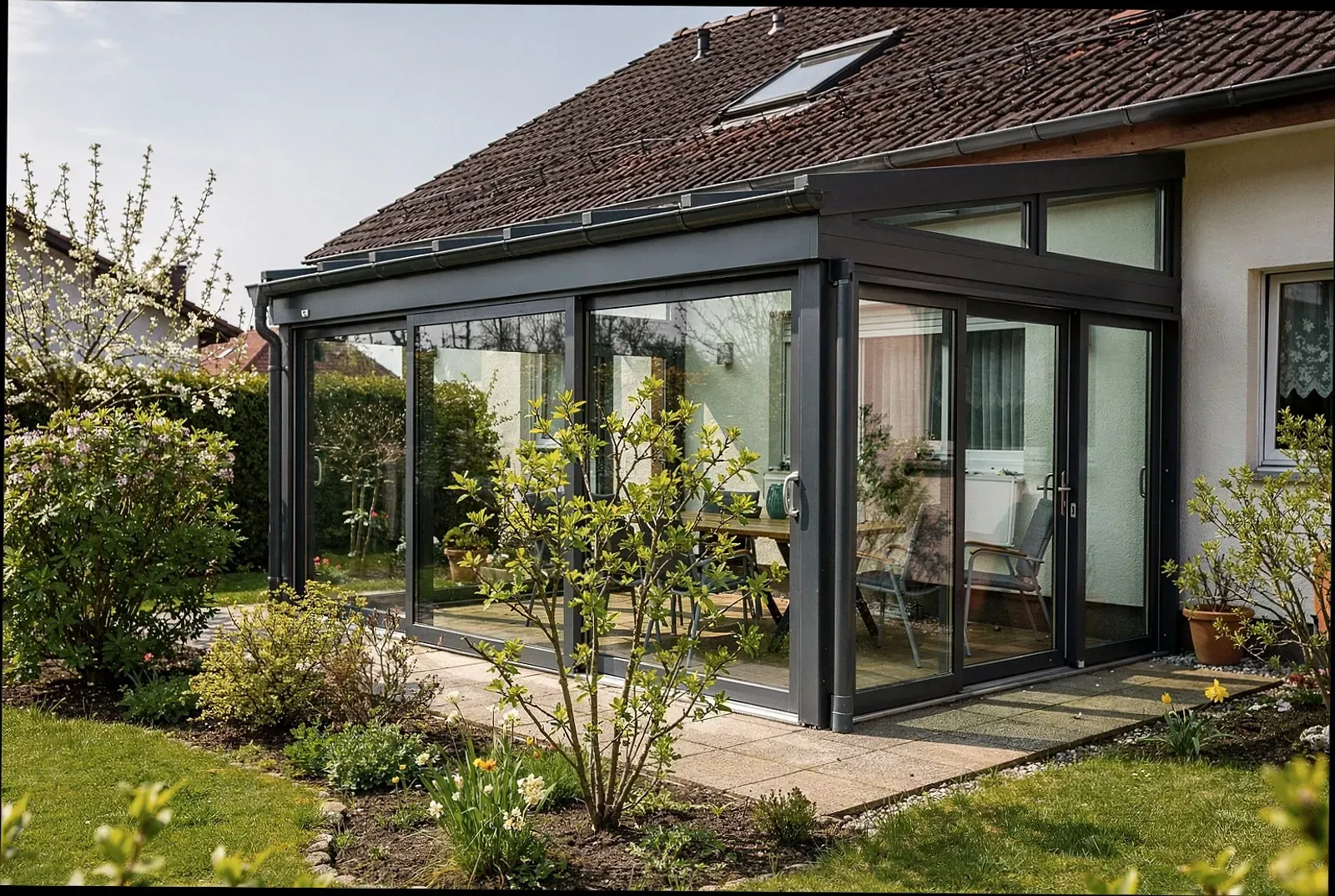 Wohnwintergarten als Anbau an ein Einfamilienhaus in Hannover
